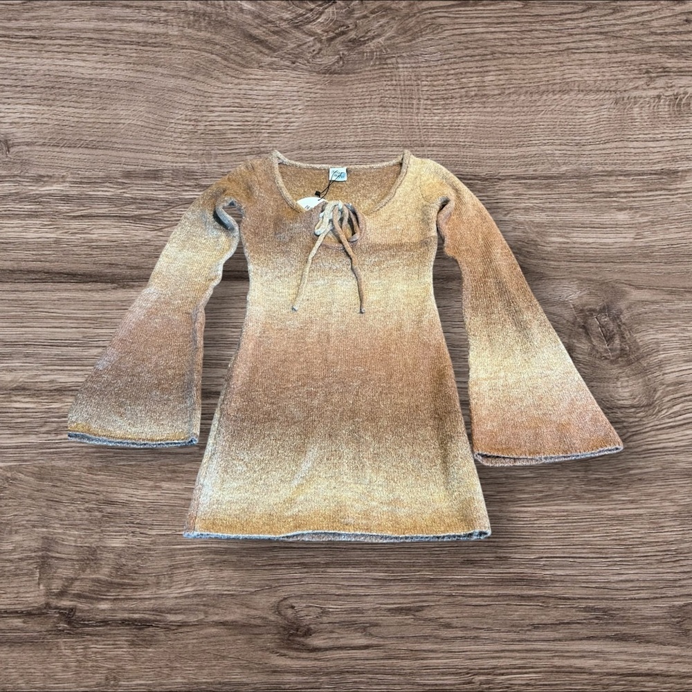 Princess Polly Bell Sleeve Ombré Mini Sweater Dress Size 6 NWT